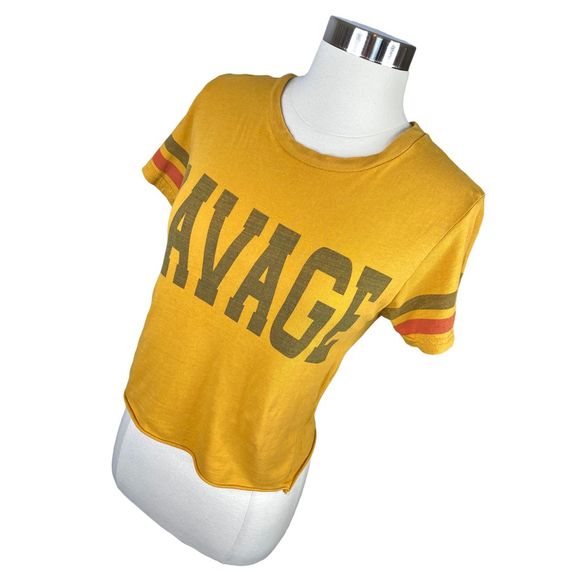 On Fire Distressed SAVAGE Crop Top - Size Medium - Picture 3 of 6